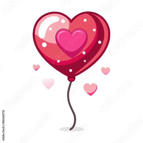 Valentine’s Day Heart Balloon on White Background Minimal Vector Illustration