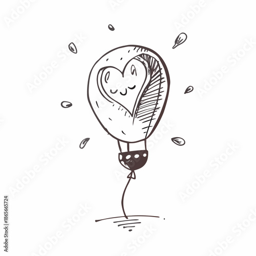 Valentine’s Day Balloon on White Background Minimal Vector Illustration