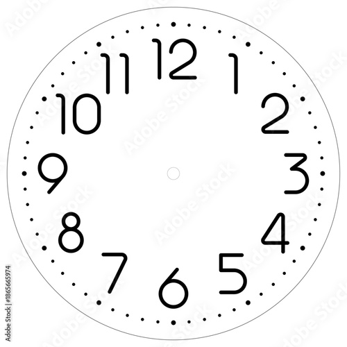 Vector clock face in a modern style with elegant numerals.