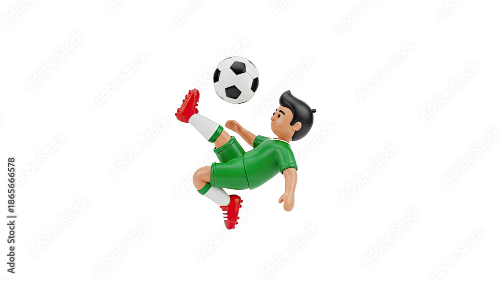 Fototapeta premium Cartoon Soccer Player Kicking Ball
