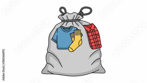 Bag of Clothes with Shirt, Socks, and Flannel