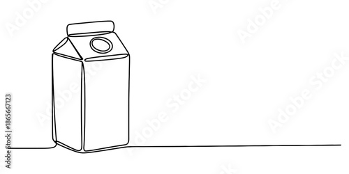 Minimalist continuous line art drawing of a standard milk or juice carton Vector, illustration