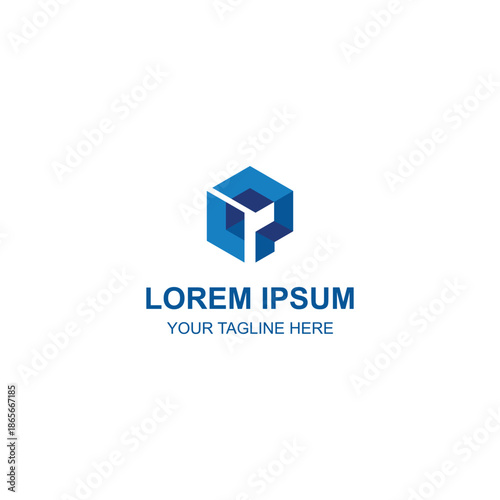 Modern blue hexagon letter P logo design with Creative Illustration