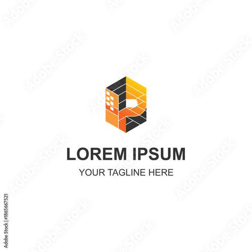 Modern construction building hexagon letter P logo design with Creative Illustration