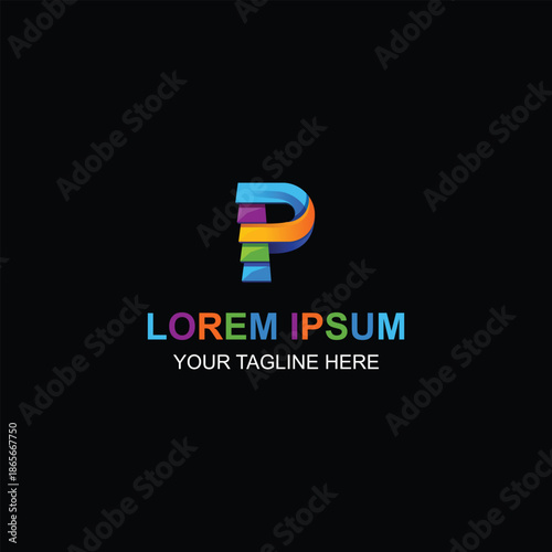 Colorful modern letter P logo design for corporate brand identity with Creative Illustration