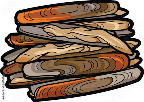 A stack of wooden planks in a cartoon style with a black outline