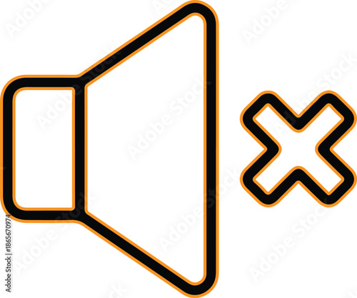 Mute volume icon with speaker and cross