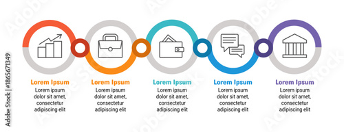 Infographic chart. Graph steps. Information diagram. Business scheme presentation. Project management cycle sequence process. Workflow plan visualization. Timeline arrow. Vector infograph template