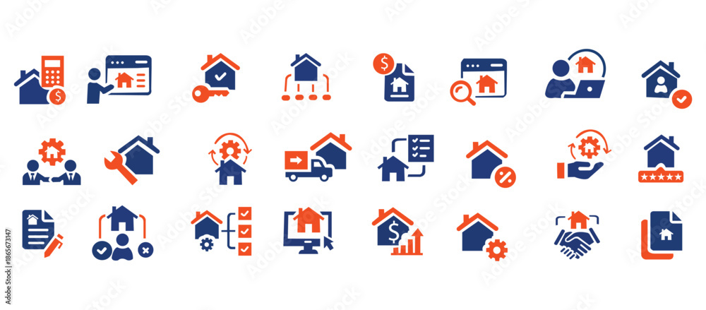 Fototapeta premium Real Estate and Property Management Icon Set: Vector Collection