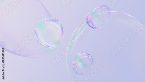 Photos abstract 3d iridescent bubbles and glass spheres, fluid transparent drops in har