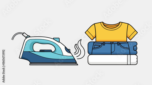 Ironing Clothes an Illustration of Iron, Clothes, and Steam