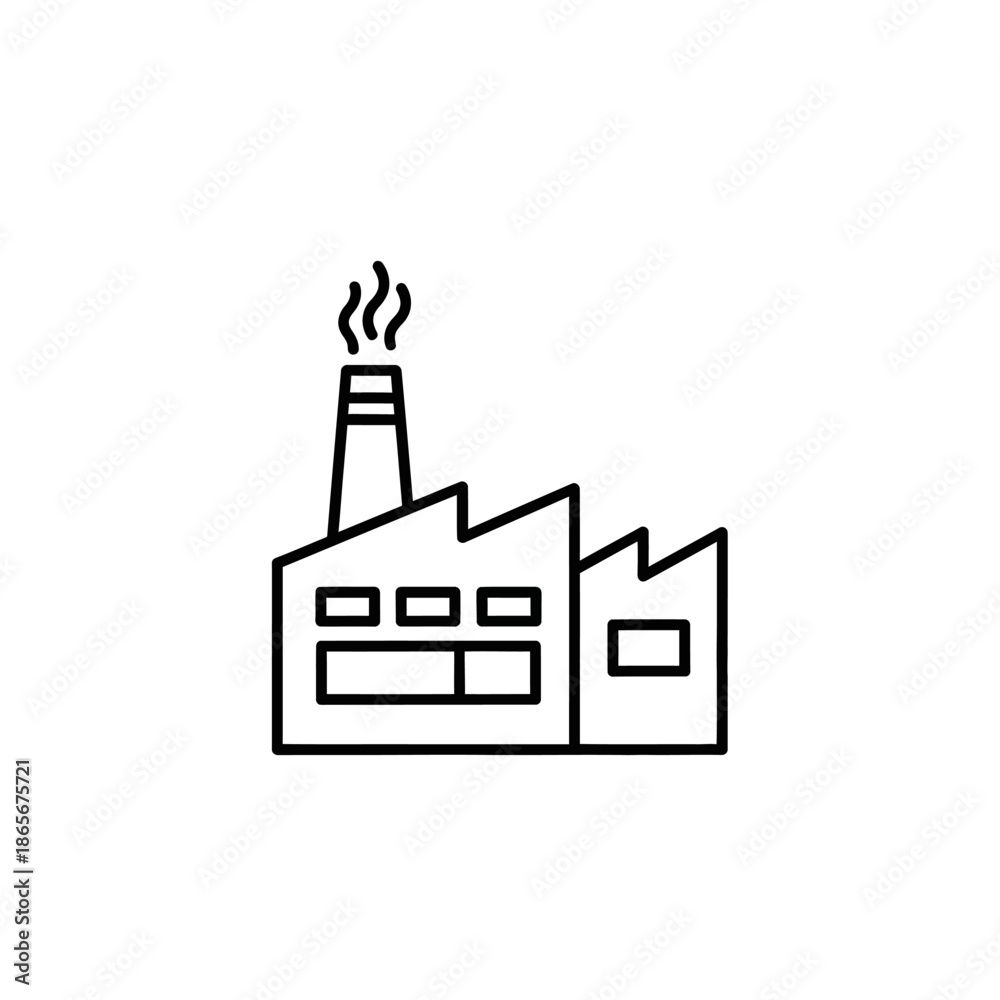 Naklejka premium Industrial Factory Building with Smoke Emission for Manufacturing Concept
