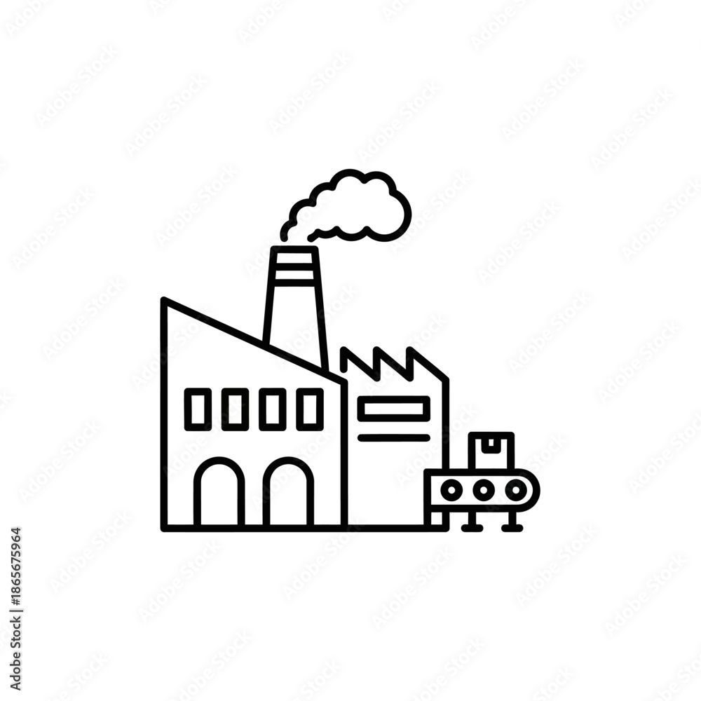 Fototapeta premium Industrial Factory with Emissions and Machinery in a Manufacturing Plant Scene
