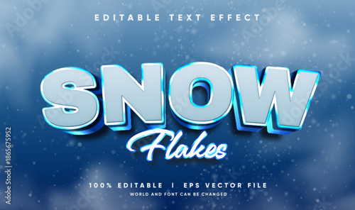 snow flakes vector text effect with modern style