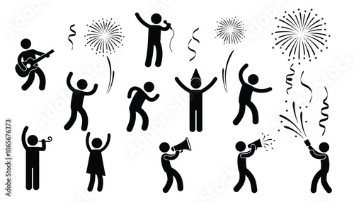 A group of people celebrating with fireworks and music in a joyful scene