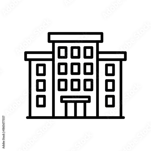 Minimalist Line Drawing of a Modern Multi-Story Office Building for Business and Architecture Visuals