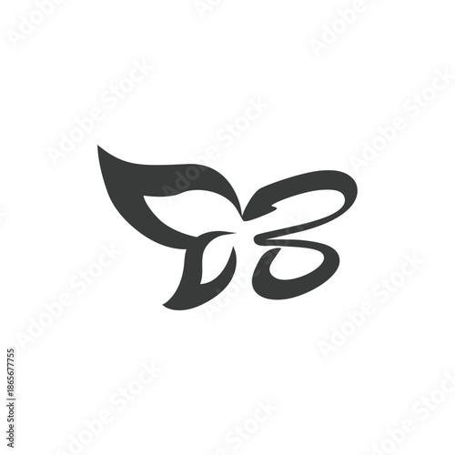 B butterfly logo design simple