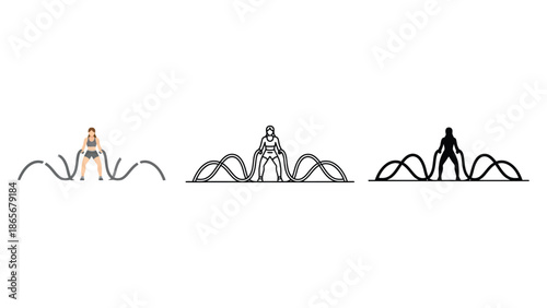 Athletic person performing intense battle rope workout for strength and conditioning.