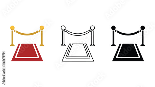 Elegant red carpet event entrance with stanchions and ropes, symbolizing VIP access and glamour.