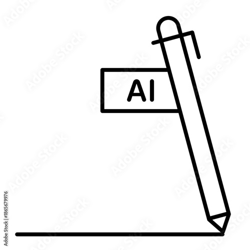AI writing assistant line icon with editable stroke