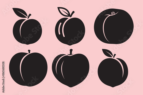 Minimalist silhouette of six peaches