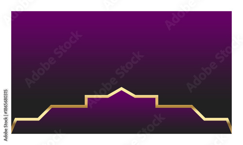 Elegant Ramadan poster background with golden mosque silhouette and mystical purple gradient for festive greetings and Islamic celebrations