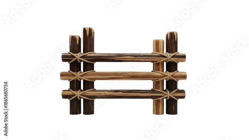 Rustic Wooden Fence Section Tied With Rope
