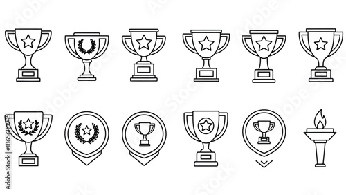 collection of various trophy icons in different shapes and designs