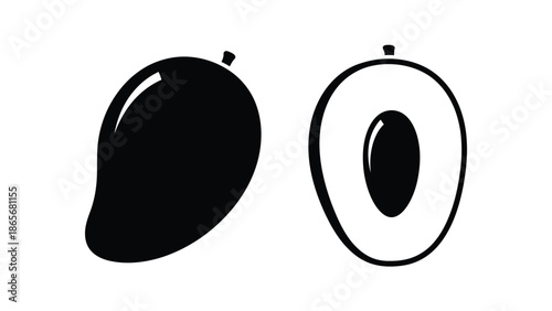 a black and white drawing of an eggplant and an eye
