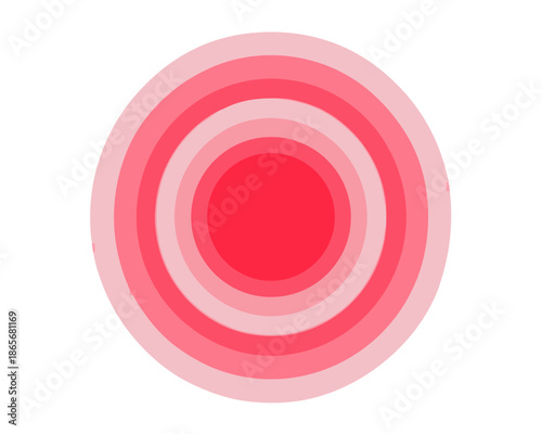 a red and pink target with concentric circles on a black background