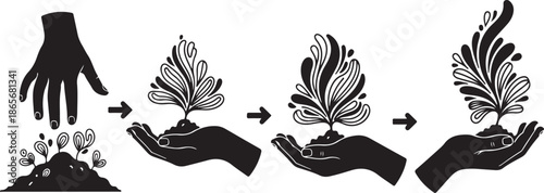 Nurturing Growth with Careful Hands and Nature's Transformation Process