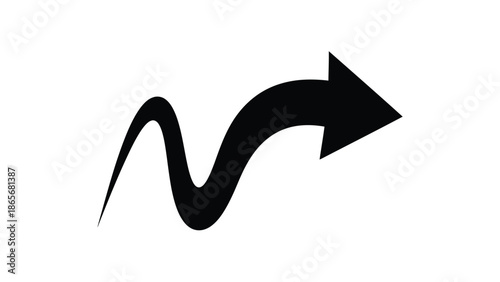 a black arrow pointing to the right with a wavy line