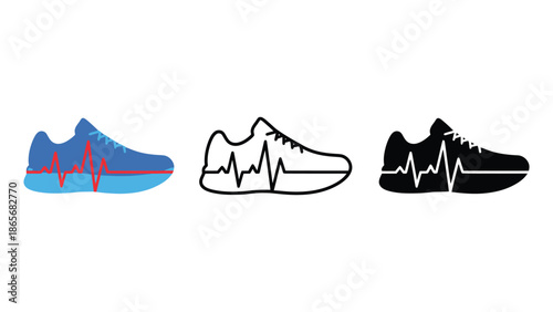 Running shoe with heartbeat line symbolizing health and fitness