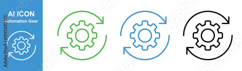 ai automation gear icon set with cogwheel and refresh arrows outline vector illustration