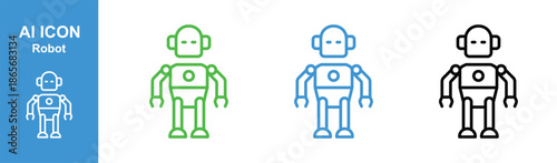 ai robot outline icon set for automation technology vector illustration