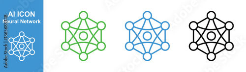 neural network ai technology icon set colorful minimal outline nodes for data science