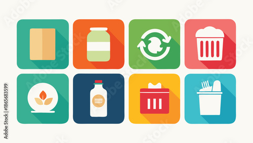 Japanese text listing tips for effective garbage disposal, featuring illustrations and icons for clarity..eps