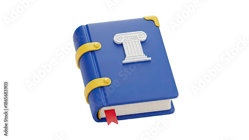 Stylized Blue Book with Ionic Column Emblem