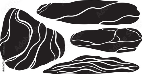 Black and white abstract rock formations illustration