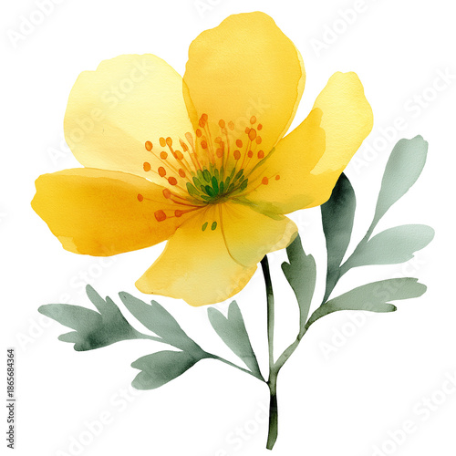 watercolor yellow flower plant png transparent background
