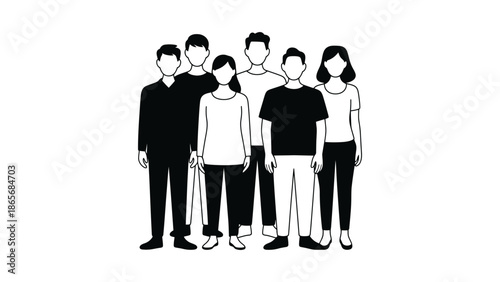 Diverse group of people standing together, representing unity and community.