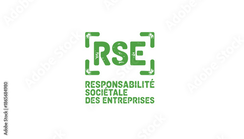 A green logo for Responsabilité Sociétale des Entreprises on a white background silhouette
