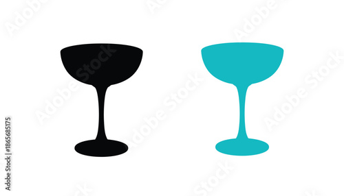 A set of three wine glasses in different colors and designs silhouette