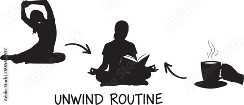 Unwind Routine Silhouette Illustration for Relaxation and Self-Care
