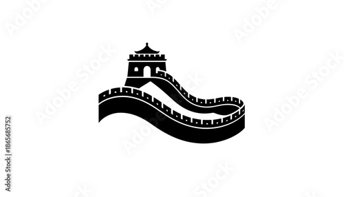 A stunning silhouette of the Great Wall of China at sunset