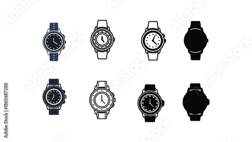 A collection of eight wristwatches is displayed against a white background.