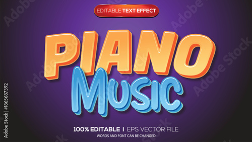 3D text effect piano music theme