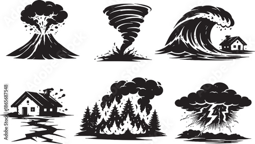 Natural Disaster Scenarios Silhouette Bundle.eps