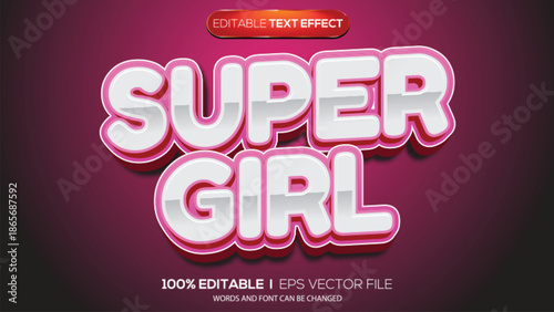 3D text effect super girl theme