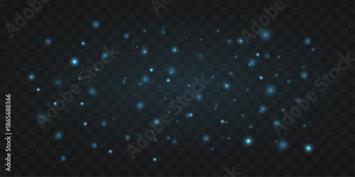 Electric blue dust particles scatter lightly, forming a radiant glowing cloud. Subtle sparkle adds depth and vibrant motion. A striking atmospheric accent.